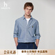 哈吉斯（HAZZYS）男裝 春季日常通勤男襯衣【PHIZ系列】純棉長(cháng)袖襯衫男 藏青色NV XL （180/100A 50）