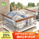 帥仕廚房碗盤(pán)置物架臺面多功能304不銹鋼實(shí)木碗筷餐具收納架瀝水碗架 中古色【加厚304】 帶把手+筷筒
