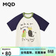 馬騎頓（MQD）男大童夏季新品學(xué)院風(fēng)插肩袖卡通撞色拼接上衣親膚舒適短袖T恤
