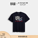蔻馳（COACH）新款奧萊男士棉質(zhì)老虎圖案休閑T恤短袖舒適夏季通勤百搭 海軍藍色 L