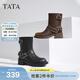 他她（TATA）復古棕色西部靴女靴加絨馬丁靴機車(chē)靴牛仔短靴秋GJC01DZ4 黑色（單里） 37
