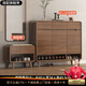 Mamorino德國品牌實(shí)木框架鞋柜家用門(mén)口入戶(hù)柜靠墻入戶(hù)門(mén)大容量換鞋凳鞋架 胡桃色1.2米三門(mén)三抽+換鞋凳
