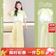 優(yōu)優(yōu)1點(diǎn)（Yoyo one）多巴胺穿搭女童夏裝套裝2026新款兒童冰絲運動(dòng)服夏季大童休閑短袖 18907漸變綠15029嫩黃色 120 120cm