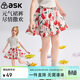 ASK JUNIOR童裝兒童褲子女童夏裝短褲撞色裙褲五分褲休閑花苞褲 紅色 130