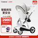 愛(ài)貝麗（IBelieve）嬰兒推車(chē)雙向高景觀(guān)智能剎車(chē)避震可坐可躺新生兒寶寶0-3歲bb車(chē) 未來(lái)5S 瑪雅灰·智能剎車(chē)