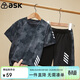 ASK JUNIOR男童套裝夏裝薄款中大童短袖t恤兒童短褲跑步快干兩件套 灰色 170