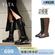 他她（TATA）加絨靴子女牛皮秋款百搭時(shí)裝靴騎士靴新款高筒靴長(cháng)靴7TGA9DG5 黑色（單里） 37