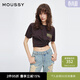 moussy 新品美式復古做舊LOGO寬松短袖T恤010IS290-4771 021淺黑色 均碼