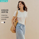 茵曼（INMAN）茵曼休閑正肩圓領(lǐng)合身短袖T恤26夏女裝新款純色內搭上衣 白色 L