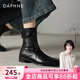 DAPHNE達芙妮方頭短靴女2026秋新款英倫風(fēng)切爾西靴短筒低跟瘦瘦靴馬丁靴 黑色單里 38