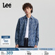 Lee舒適版翻領(lǐng)小Logo徽標提花深藍男長(cháng)袖牛仔襯衫潮LMT010829209 深藍色 L
