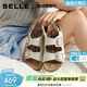 百麗（Belle）生巧吐司勃肯涼鞋女26夏新款厚底增高透氣休閑涼鞋B3046BL6預售 米色 39