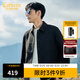 卡賓（CABBEEN）【十字紋提花】卡賓行政夾克男裝秋季襯衫型翻領(lǐng)上衣高級襯衣外套 煤黑色01 L /175/50