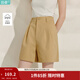 茵曼（INMAN）章若楠同款|茵曼通勤純棉短褲女2026年夏季新款五分直筒白色褲子 卡其色 29