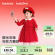 巴拉巴拉童裝兒童裙子女童連衣裙網(wǎng)紗針織2026春裝新款寶寶紅色公主裙甜美 新年洋氣紅60611 100