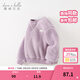 戴維貝拉（DAVE＆BELLA）兒童套頭衫毛絨冬裝男童衛衣洋氣中大童上衣加厚女童t恤春季新款 灰紫色【現貨】 150 cm（建議身高140-150cm）