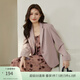 纖莉秀大碼女裝極簡(jiǎn)風(fēng)氣質(zhì)干練百搭顯瘦西裝外套胖mm春裝新款3349 灰粉色 XL