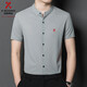 KBHONG勁霸男裝新款短袖襯衫男士感商務(wù)時(shí)尚條紋爸爸裝襯衣薄款百搭 灰色 M 48