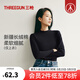 三槍?zhuān)═HREEGUN）女士基礎長(cháng)袖打底衣新疆棉長(cháng)絨棉羅紋秋冬純色內搭 正黑（半高領(lǐng)） L