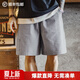 馬登工裝 美式休閑泡泡紗短褲棉透氣日系通勤簡(jiǎn)約五分褲男春夏 灰白條 寬松偏大 S