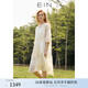 EIN夢(mèng)幻蕾絲假日 EIN言浪漫繡花花邊抽繩收腰圓領(lǐng)連衣裙白色春夏新款 象牙白 S