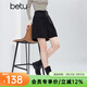 百圖（betu）女裝冬季新款休閑褲仿燈芯絨褲子百搭闊腿短褲女2510T76 黑色 S