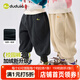 嘟嘟家兒童褲子秋冬加絨女童運動(dòng)褲加厚冬款男童長(cháng)褲寶寶休閑褲童裝衣服 卡其色 110