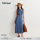 Fabrique 復古靛藍圓領(lǐng)無(wú)袖棉麻牛仔連衣裙夏季新品 水洗藍 XS /P