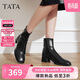 他她（TATA）（TATA）女靴子年冬季休閑百搭時(shí)尚低筒 黑色 37