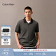 Calvin KleinJeans夏季男士商務(wù)休閑通勤ck絲光棉撞色翻領(lǐng)短袖T恤POLO衫 UB1-太空黑 M