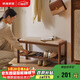 家逸實(shí)木換鞋凳鞋柜一體入戶(hù)門(mén)口穿鞋凳家用鞋架可坐沙發(fā)凳子80cm