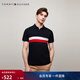 Tommy Hilfiger【透氣舒適】春夏男裝純棉珠地網(wǎng)眼拼色修身翻領(lǐng)短袖T恤POLO 藏青色FAP M （推薦：130-140斤）