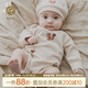 乖奇熊新生兒寶寶純棉連體包屁衣服春秋季長(cháng)袖和尚服嬰兒三角哈衣