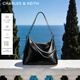 CHARLES&KEITH26春新品大容量鏈條單肩托特包雙肩包生日禮物CK2-40782798 Noir黑色 L