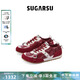 SugarSu酥履章若楠趙昭儀同款新款復古紅色德訓休閑拼色芭蕾阿甘鞋 復古紅白 36