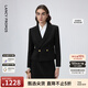 朗姿復古氣質(zhì)職業(yè)通勤黑色西裝外套春季新款短款西服上衣女 黑色2 M