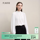 AMII2026春優(yōu)雅通勤風(fēng)木耳邊碎褶雪紡衫女輕盈薄款長(cháng)袖上衣12641066 米白 M