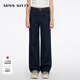 MISS SIXTY2026春季新款牛仔褲女中腰棉質(zhì)百搭通勤休閑直筒褲長(cháng)褲 深藍短版 29