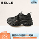 百麗（Belle）復古亮片老爹鞋女2026春新鏤空厚底串珠運動(dòng)休閑鞋F1J1DAM6 黑色 37 (235mm)