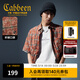 卡賓（CABBEEN）【復古洗水】男裝特色格子印花襯衫水洗短袖潮牌外套上衣襯衣 淡橙色03 M /170/48