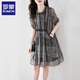 羅蒙（ROMON）短袖連衣裙女2026夏季新款洋氣寬松碎花休閑小個(gè)子a字裙子女夏天 黑色 L
