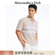 Abercrombie & Fitch【條紋POLO】小麋鹿圖案男裝25夏季美式POLO短袖T恤124-5299 淡咖色 S (175/92A)