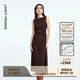 朗姿【精英衣櫥】a字垂感輕禮服無(wú)袖修身連衣裙收腰高級感秋季新款 巧克力色 M