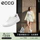 愛(ài)步（ECCO）板鞋女鞋 牛皮休閑板鞋系帶鞋平底鞋女 柔酷470843 HL 白色/銀色47084361144 38 (240mm)