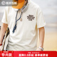 馬登工裝 美式休閑馬卡龍短袖植絨字母印花情侶衫全棉純色圓領(lǐng)t恤男夏 米白色 M