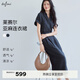 伊芙麗朱珠代言后腰舒適牛筋設計感連衣裙女2025夏季新款休閑氣質(zhì)裙子女 藏青 L 100-110斤