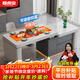 智桌寶齊平島臺餐桌一體升降伸縮2026新款中島臺廚房多功能巖板倒臺餐桌 【電動(dòng)升降伸縮+桌面加熱+拉籃】 1.5米 伸縮到2.43米