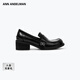 ANN ANDELMAN【任多榮同款】樂(lè )福鞋女粗跟厚底增高小皮鞋休閑單鞋 黑色 （建議拍大一碼） 37