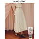 MAXRIENY法式復古感A擺顯瘦高腰半裙秋款蕾絲裙 米白 M