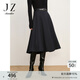 玖姿·安娜蔻摩登優(yōu)雅氣質(zhì)百搭復古側拉長(cháng)裙半身裙女冬款 丈青 M